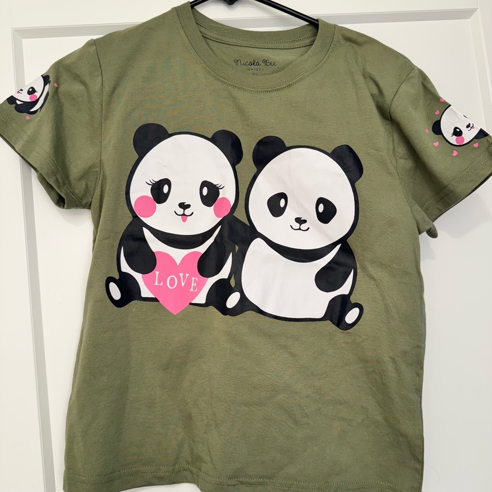 Kids Panda Graphic T-Shirt - Green